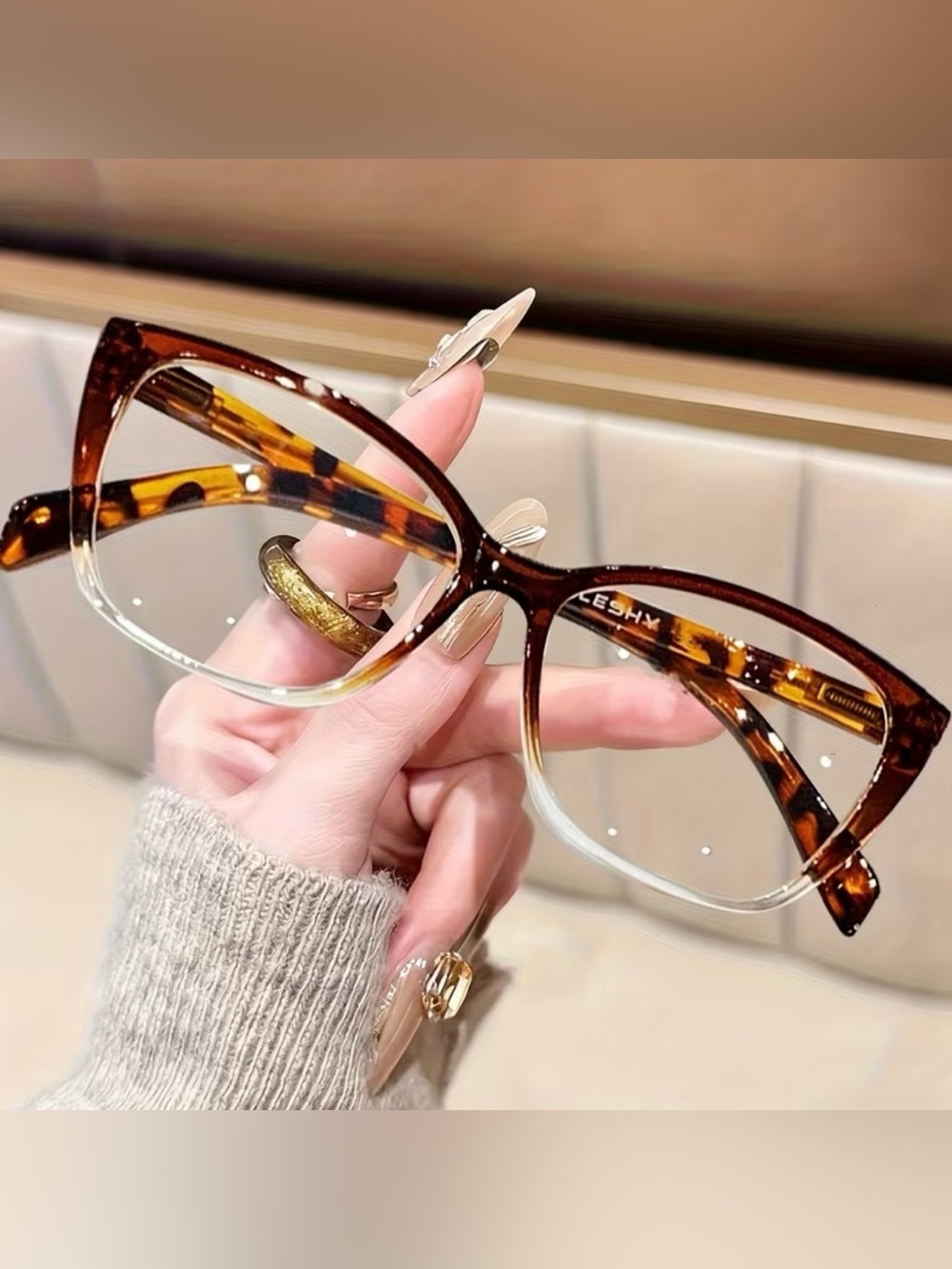 New! Brown Tortoise Shell Gradient Two Toned Blue Light Blocking Unisex Glasses